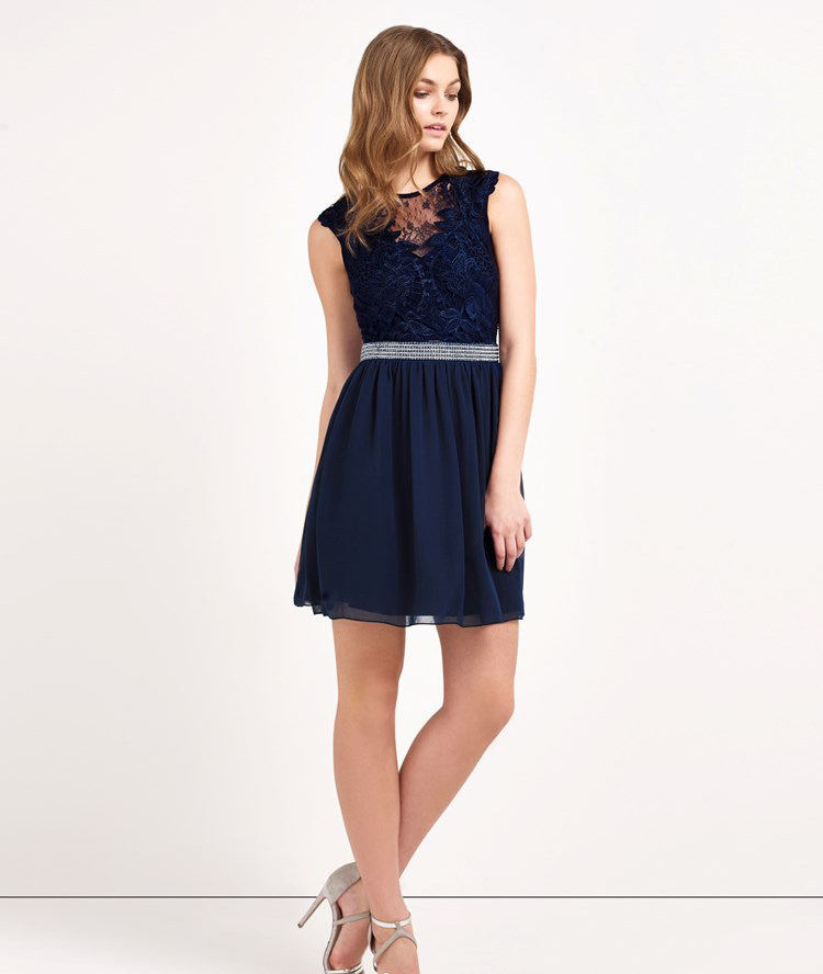 F2506 Euro Lace Panel Sexy A Line Dress